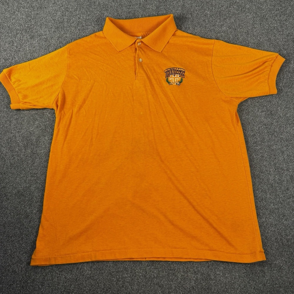 Vtg 80s Tennessee Volunteers Vols Polo Shirt Mens Large L Orange NCAA College